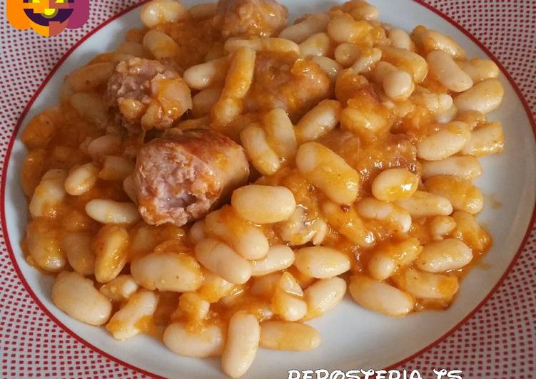 Alubias con butifarras con un toque picante