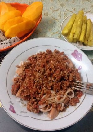 Hình của món Bún khô đổi bữa cho bé.