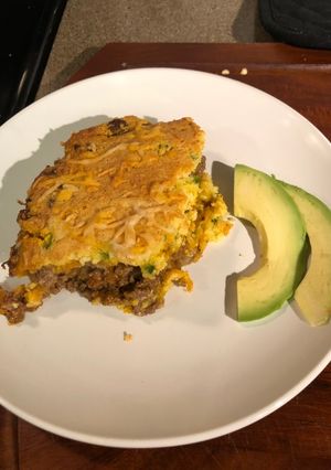 A picture of 3 pepper Tamale Pie.