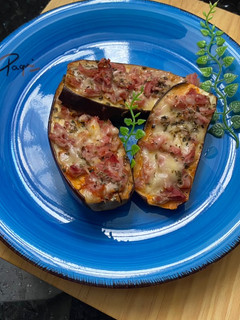 Una foto de Berenjenas pizza!