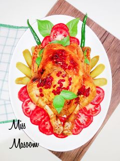 عکسی از دستور مرغ شکم پر