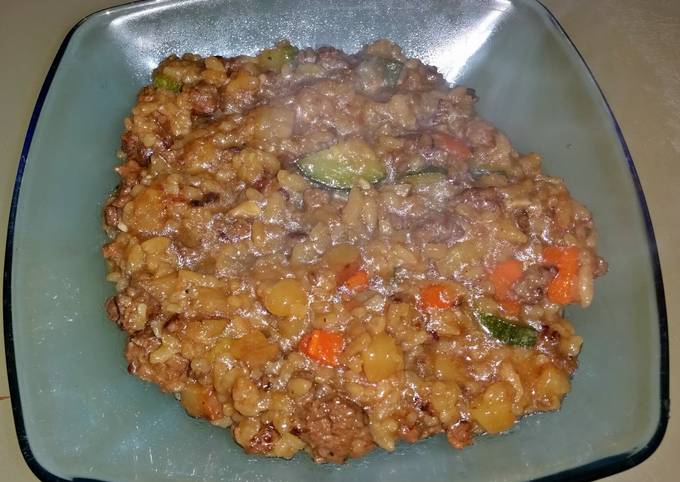 Simple Way to Prepare Speedy Beef &amp; Vegetable Porridge