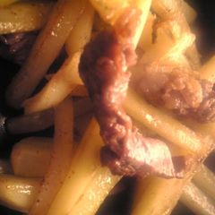 A picture of Sliced Beef and Potato in Soy Sauce and Butter.