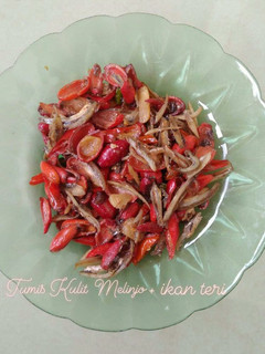Foto resep Tumis kulit melinjo + ikan teri