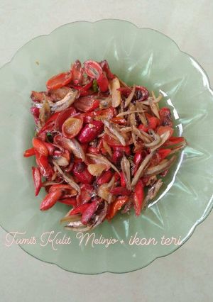 Foto resep Tumis kulit melinjo + ikan teri