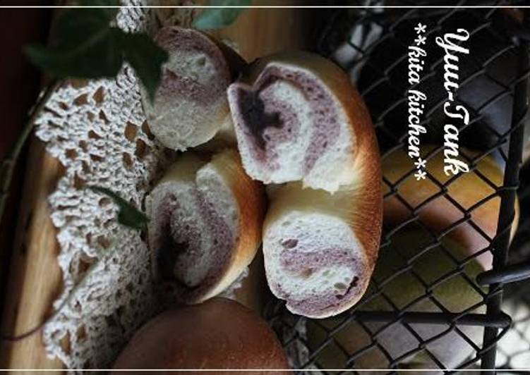 Recipe of Super Quick Homemade Pink Marbled Bagels Made with Red Sweet Potatoes