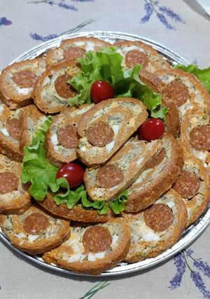 Fasírt rolád füstölt kolbász és gombás töltelékkel recept fotója