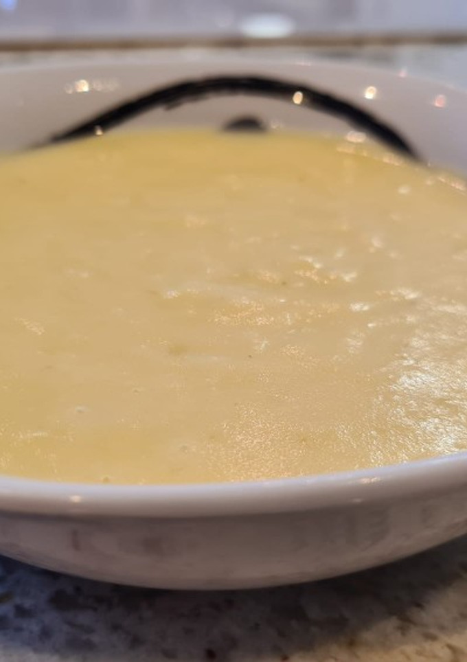 Una foto de Puré de patatas y puerros. Receta de acompañamiento