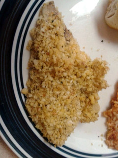 A picture of Panko and Parmesan crusted tilapia.