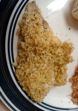 A picture of Panko and Parmesan crusted tilapia.