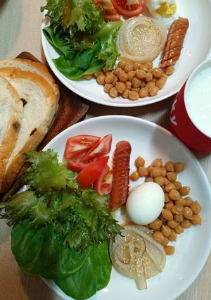 鷹嘴豆生菜早餐盤 的食譜成品照片