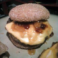 Brad's bacon parm burger A picture of Brad's bacon parm burger.