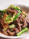 Stir-Fried Spring Cabbage, Thinly Sliced Pork, and Fried Tofu with Miso