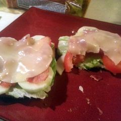 A picture of low carb open-faced BLT.