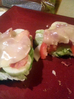 A picture of low carb open-faced BLT.