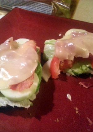 A picture of low carb open-faced BLT.