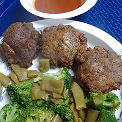 A picture of Parmesan Herb crusted hamburger.