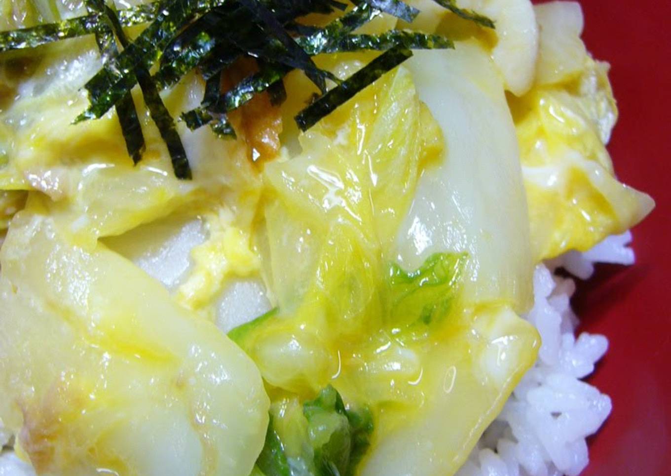 Steps to Make Quick Rice Bowl with Egg and Chinese Cabbage