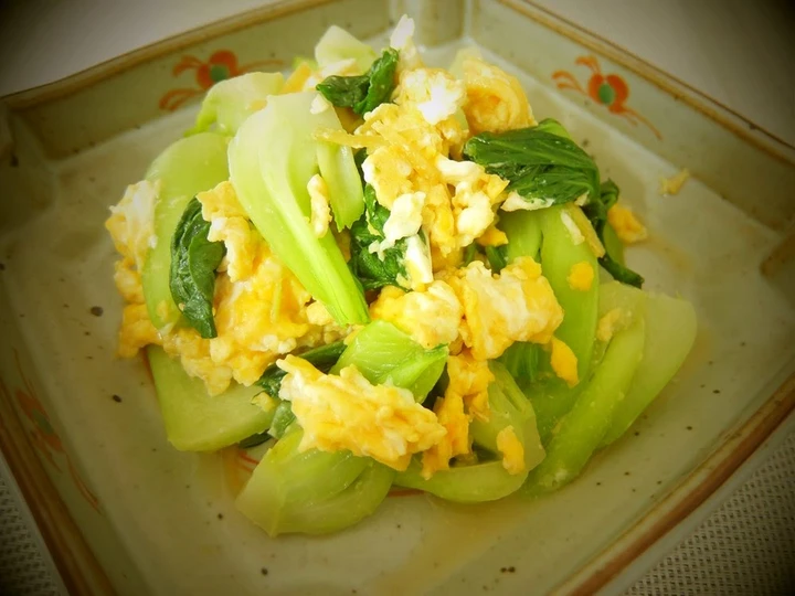 Easy Steps Make Recipes Speedy Side Dish! Bok Choy and Egg Stir Fry with Ginger the Delicious Perfect.