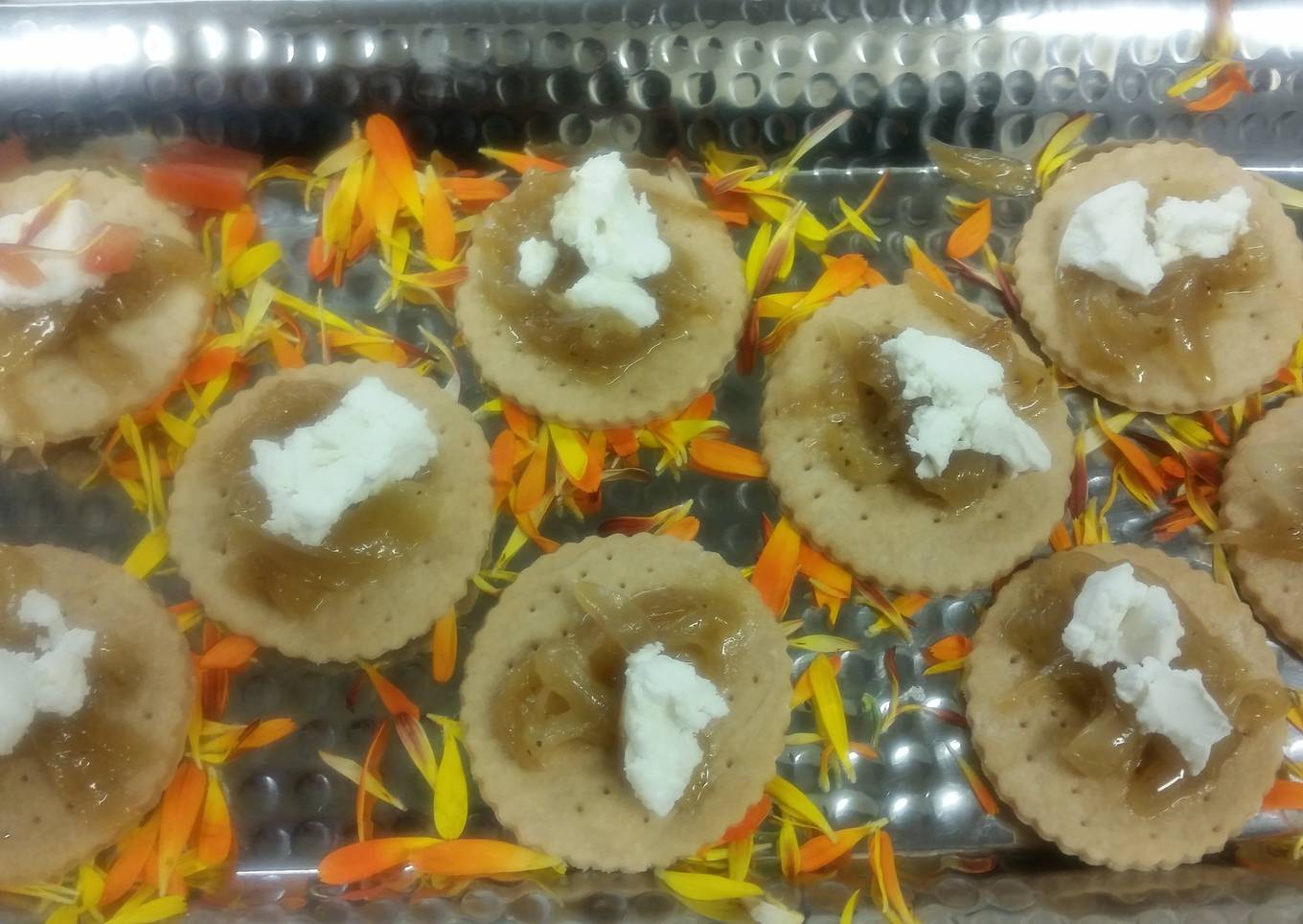 Country tarts with Carmelized Onions & Goat cheese