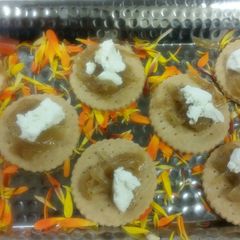 A picture of Country tarts with Carmelized Onions & Goat cheese.