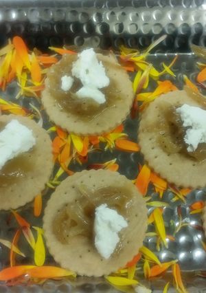 A picture of Country tarts with Carmelized Onions & Goat cheese.