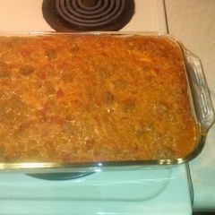 A picture of 4 Layer Loaded Enchilada Casserole.
