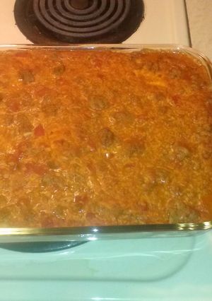 A picture of 4 Layer Loaded Enchilada Casserole.