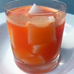 A picture of Carrot And Orange Juice With Coconut Jello.