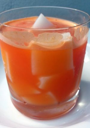 A picture of Carrot And Orange Juice With Coconut Jello.