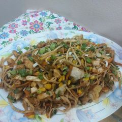 A picture of Stir fried Udon noodles /chicken Udon noodles.