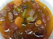 A picture of kielbasa soup