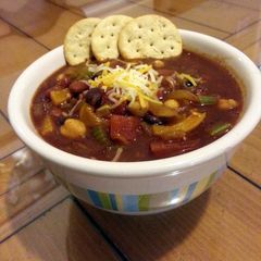 A picture of chunky veggie chili!.