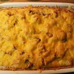 A picture of Smoked Salmon and potato tart..