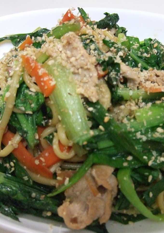 A picture of Awesome Stir-Fried Noodles with Ginger, Garlic and Soy Sauce.