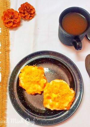 Hình của món Cupcake keto trứng muối chà bông sốt phô mai.