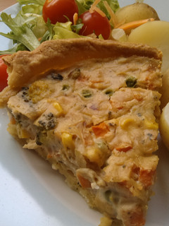 A picture of Vickys Mixed Vegetable Quiche, GF DF EF SF and Peanut-Free.