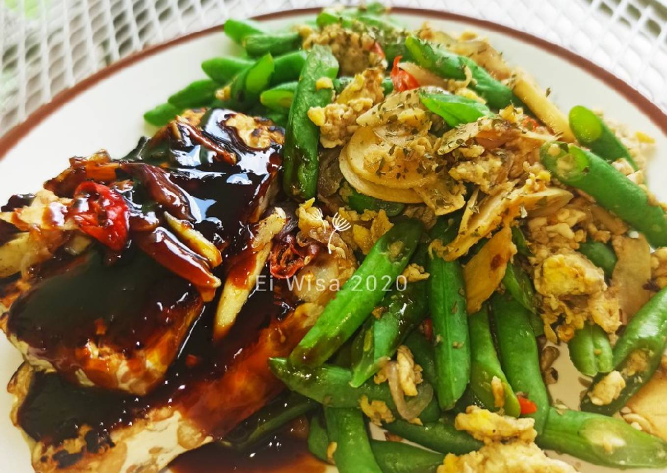 Tumis Buncis Telur dan tempe bakar #Diet