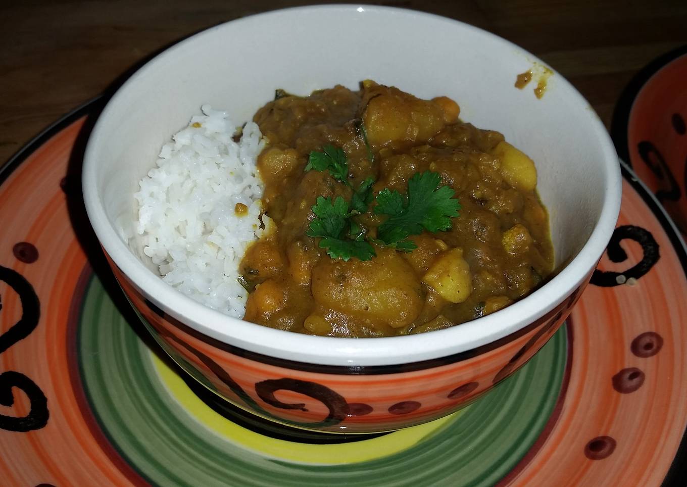 Potato Chick-Pea Curry W/Garlic Roasted Cauliflower - Serve W/Basmati Rice & Cha