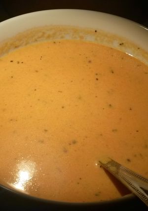 A picture of Robin's Easy, CreamyTomato Basil Soup.