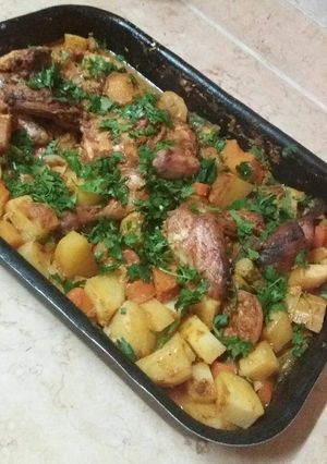 صورة لوصفة دجاج وخضار مشكل