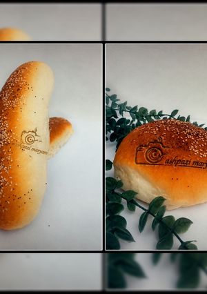 عکسی از دستور نان باگت و همبرگر بدون تخم مرغ 🥖🍔