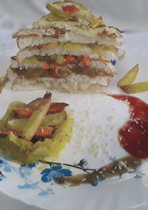 A picture of Double decker oats mix sanwich.