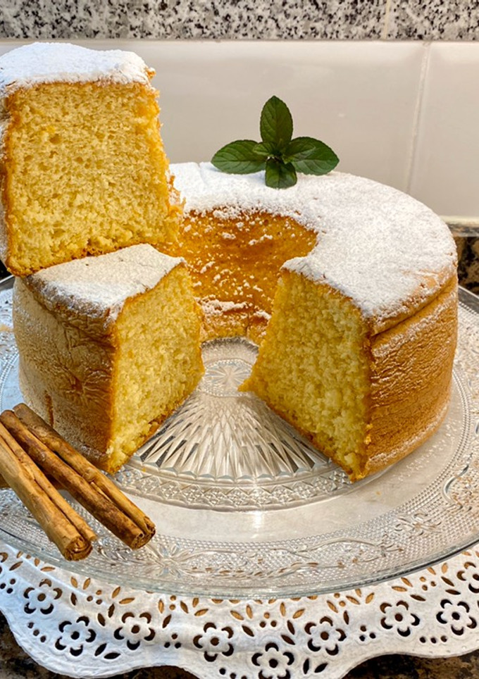 Una foto de Chiffon cake de naranja sin azúcar