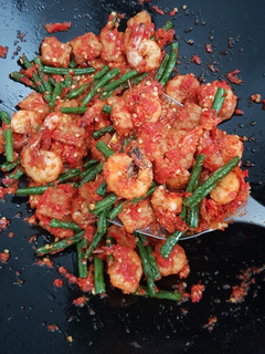 Foto resep Balado udang kacang panjang