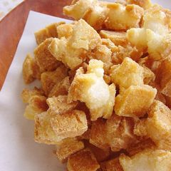 A picture of Okaki (Deep Fried) Crackers Made with Pre-Cut Mochi.
