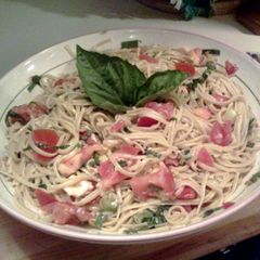 A picture of Summer almost no cook pasta .Easy!.