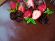 Una foto de glaseado chocolate
