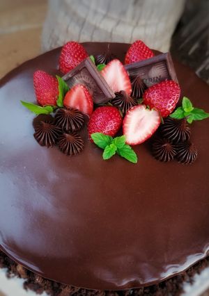 Una foto de Glaseado espejo de chocolate