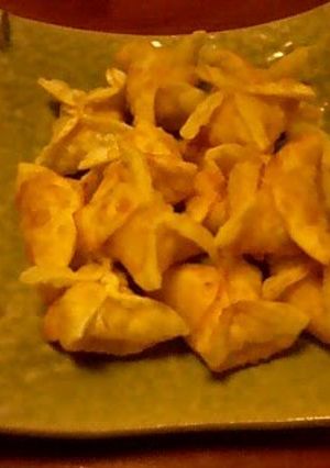 A picture of Deep-Fried Kabocha Squash and Tuna Gyoza.